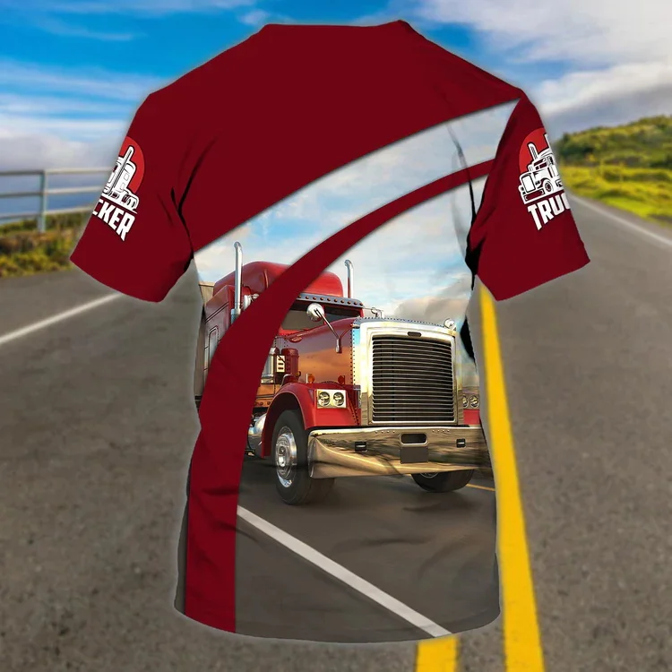PLstar Cosmos Sommer Herren T-Shirt Personalisiertes cooles Trucker 3D-gedrucktes T-Shirt Unisex Casual Kurzarm Geschenk für Trucker DT86 – Detail 27