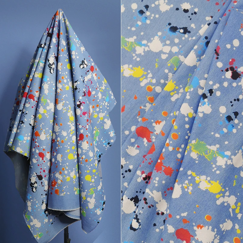 Women's Shirt Clothing Diy Cotton Denim Washed Tie-Dyed Fabric Spring and Autumn High-End Clothing Fabric
