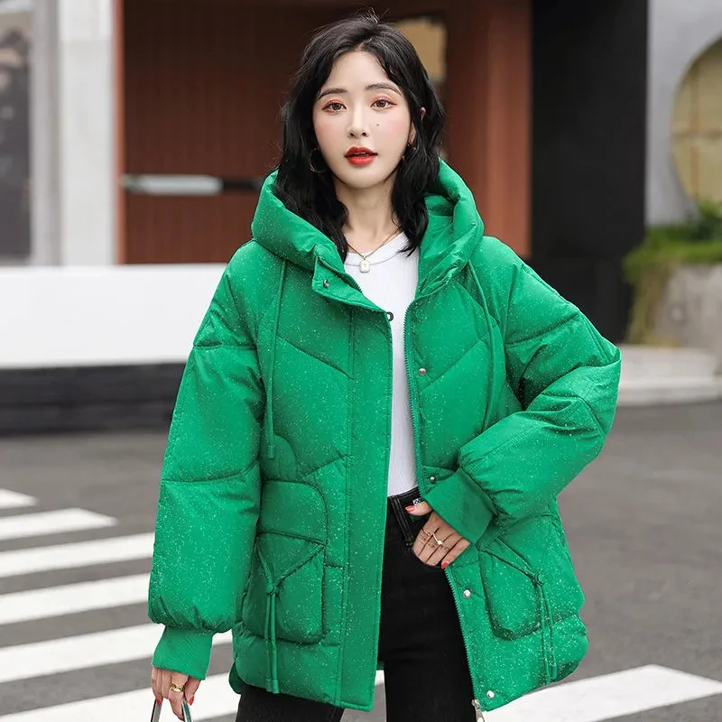 

2022 Winter New Korean Cotton padded Hooded Jacket Women's Thicken Loose Puffer Coat Warm Parkas Fashion Casual Female Outwear