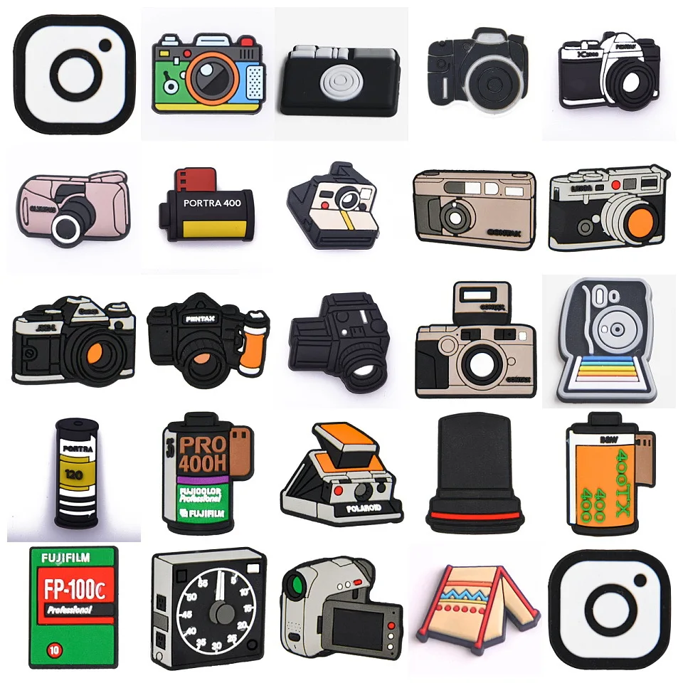 

Outdoor Tool Camera PVC Shoe Buckle Wholesale Available Cartoons Decorations DIY Slippers Accessories Souvenir Kid Birthday Gift