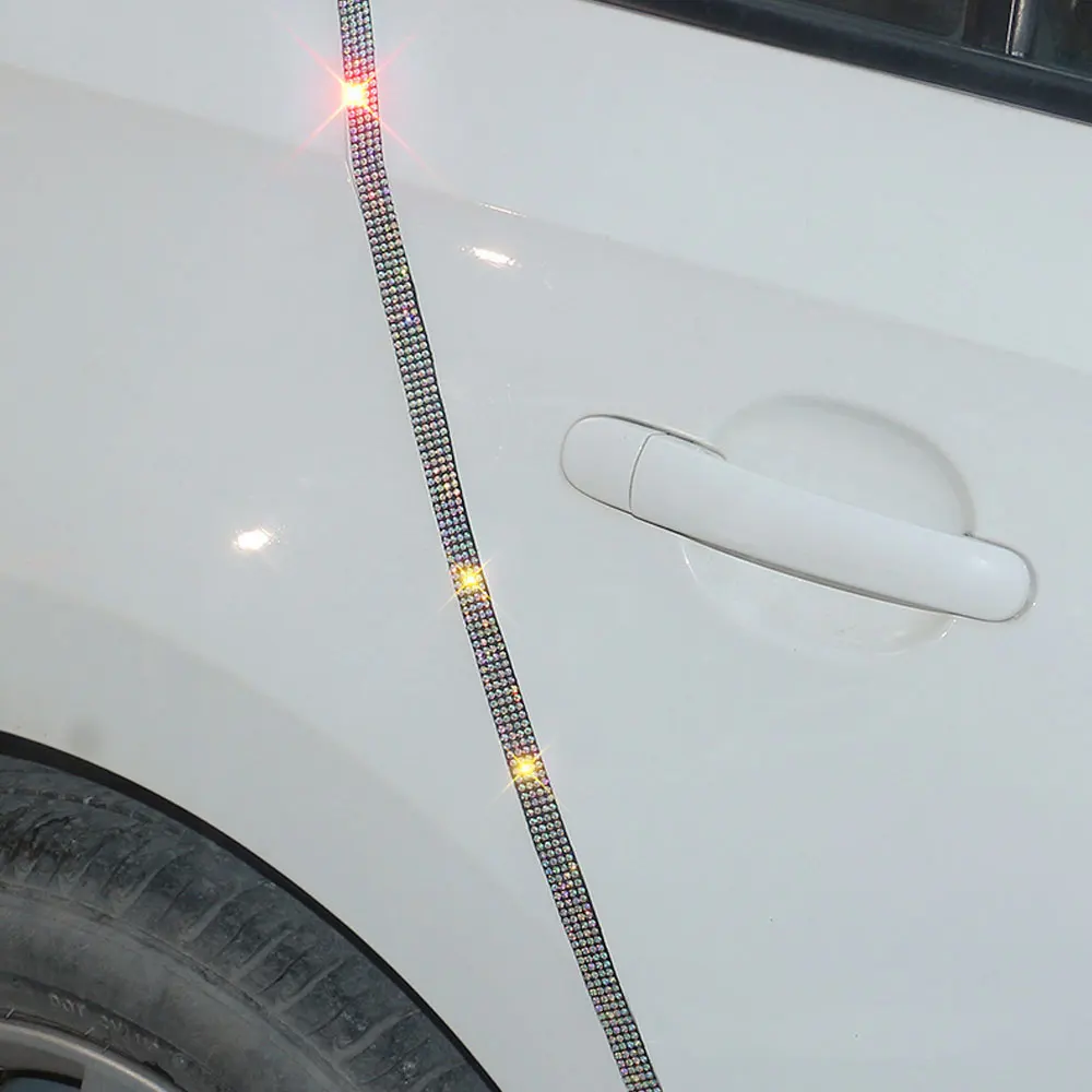 4x Car Door Bumper Decoration Protector Accessory Bumper Anti Scratch Strip Rhinestone Car Door Edge Guards Collision Avoidance