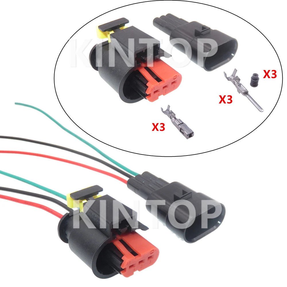 

1Set 3 Pins Car Wire Cable Waterproof Plug 284426-1 284425-1Auto High Voltage Package Ignition Coil Socket Car Connector Starter