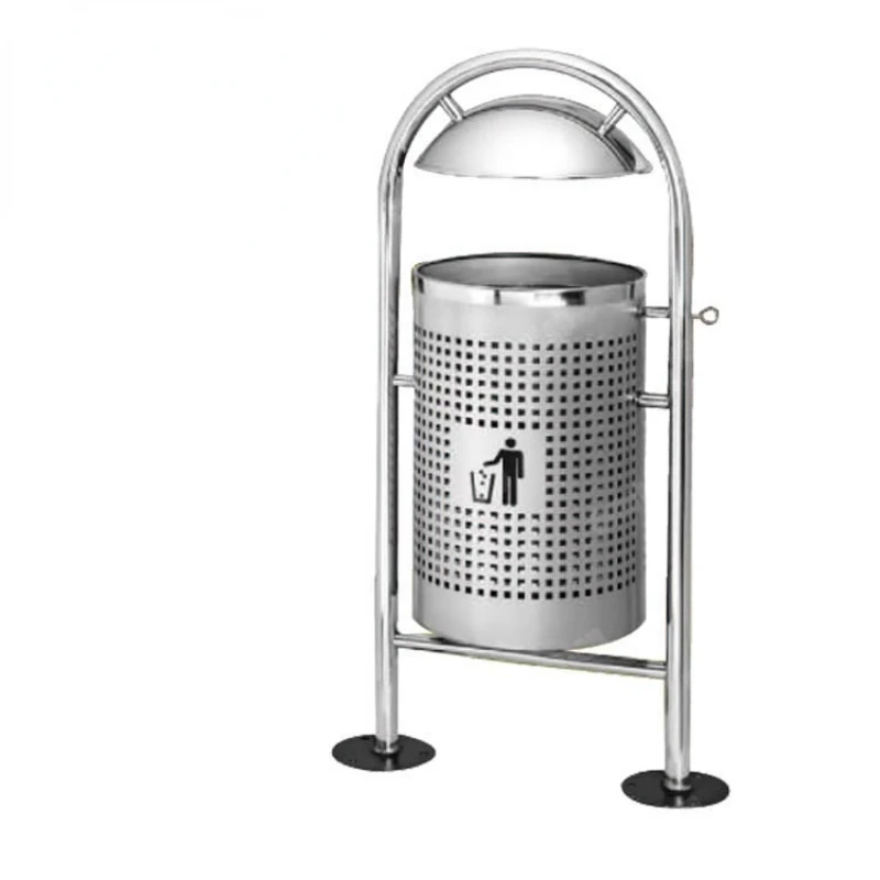 

DA-37H High Quantity Standing Stainless Steel Outdoor Trash Can with Rainhood Garden Metal Waste Bin Modern Style Trash Can