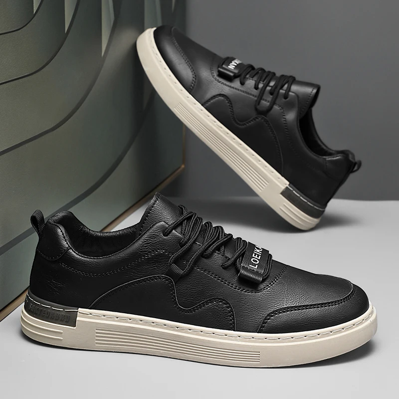 Men's Shoes New Spring Leather Breathable Board Shoes Trend All Sports Casual Waterproof Work Men