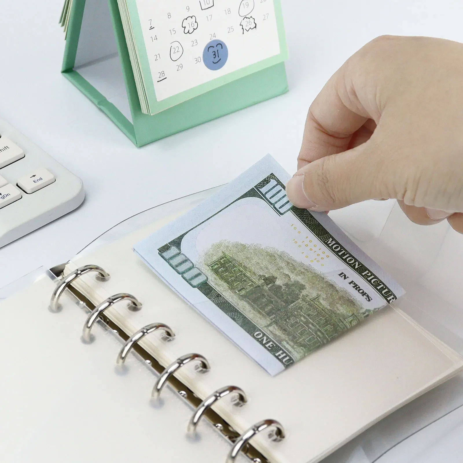 A7 5Pcs Binder Pockets Binder Zipper Folders for 6Ring Notebook Divider Page Waterproof PVC Leaf Document Filing Bag 2