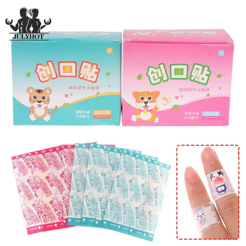 

120pcs/lot Cartoon Animal Pattern Band Aid Hemostasis Adhesive Bandages First Aid Emergency Kit Wound Plaster Patches For Kids