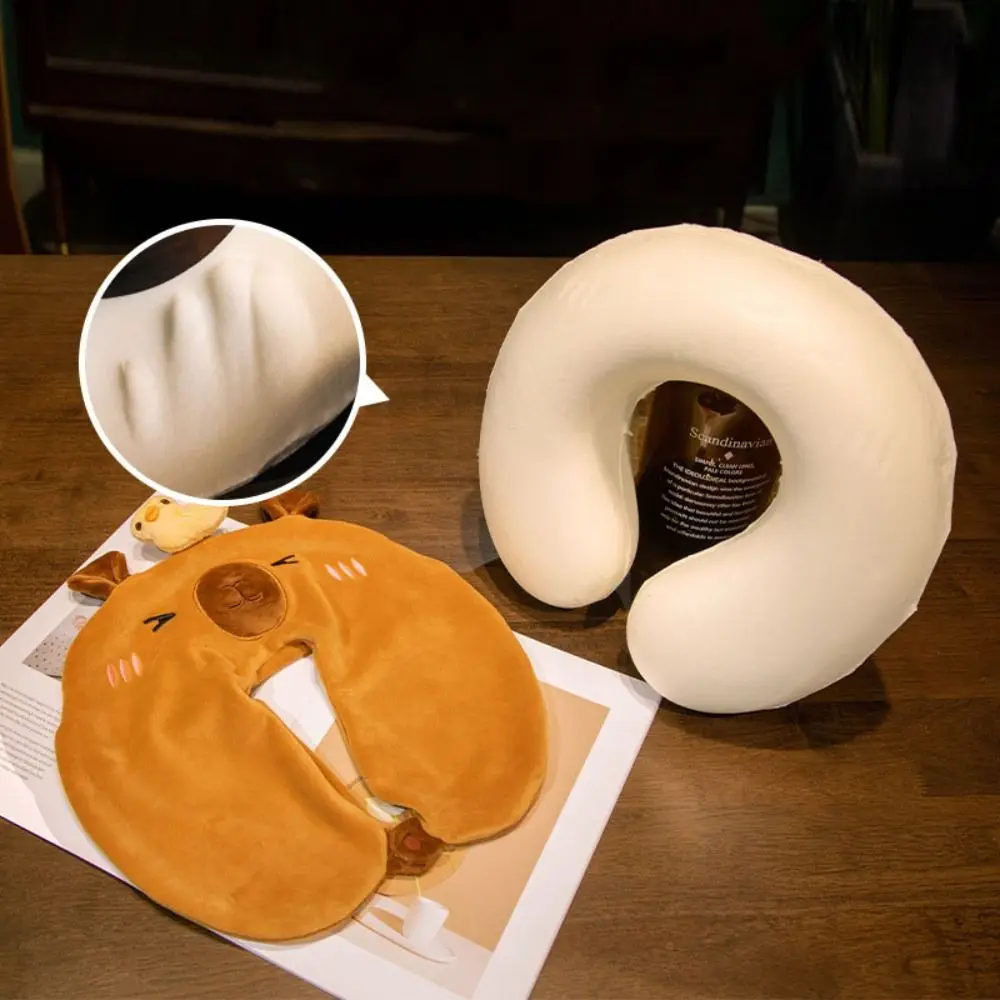 Cartoon Capybara Travel Neck Pillow Memory Cotton U-Shape Head Rest Neck Pillow Neck Protection Nap Pillow Soft Airplane Pillow 3