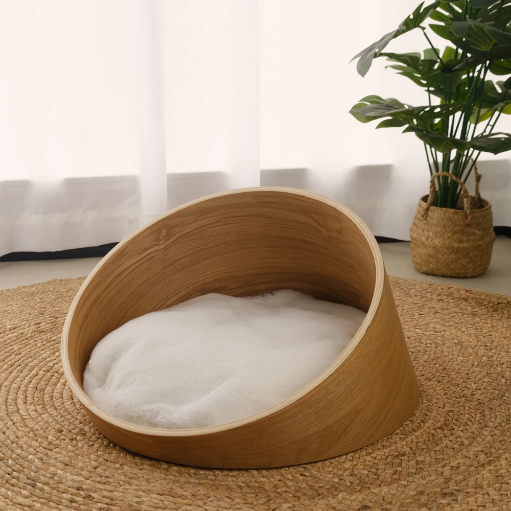 Luxury XL Round Wooden Pet Bed Animal Pattern Breathable And Warm For Dogs For Humans
