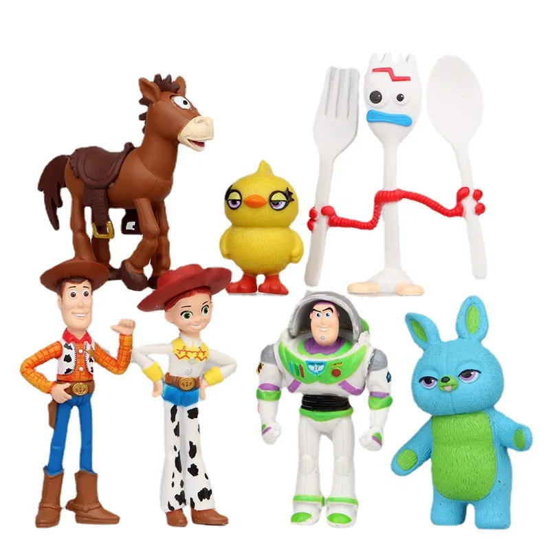 7pcs Disney Story Manager Buzz Lightyear Jessie Woody Toy Cake Decorations for Doll Christmas Gift Action Figure Baby Shower
