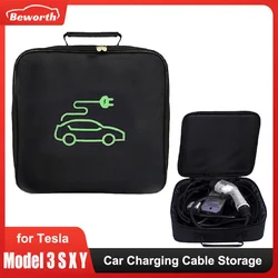 Car Charging Cable Storage For Tesla Model 3 Y S X 2023 Carry Bag Vehicle Charger Plugs Socket Jumper Waterproof Fire Retardant