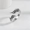 WYEAIIR 925 Sterling Silver Fine Retro Demon Bat Wings Resizable Opening Ring For Women Luxury Jewelry 4