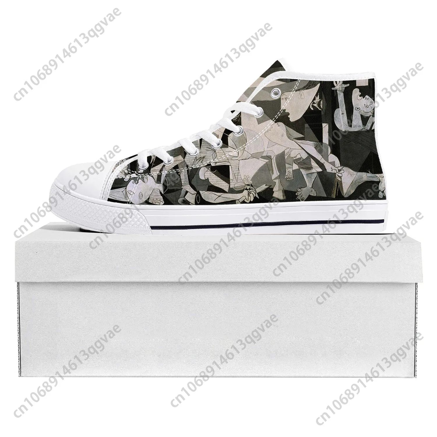 Picasso Famous Oil Paint Guernica High Top High Quality Sneakers Mens Womens Teenager Canvas Sneaker Couple Shoes Custom Shoe
