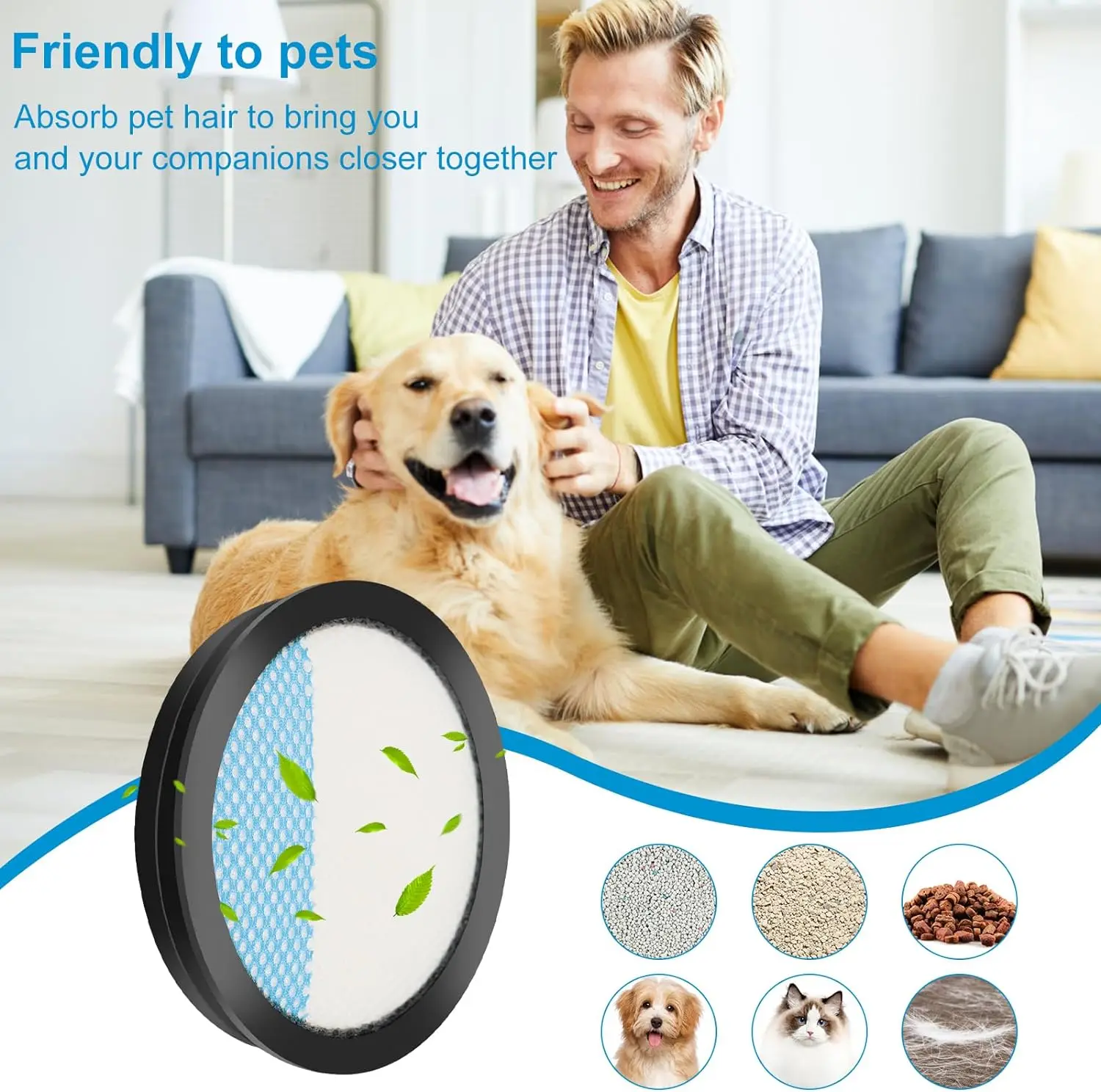 6-Piece Filter Set for Cordless Stick Vacuum Cleaners