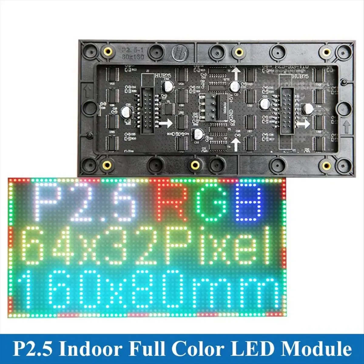 46M 전자 액세서리,160x80mm P2.5 LED 스크린 패널 모듈 64x32 픽셀 1/16 스캔 3in1 (검정색)