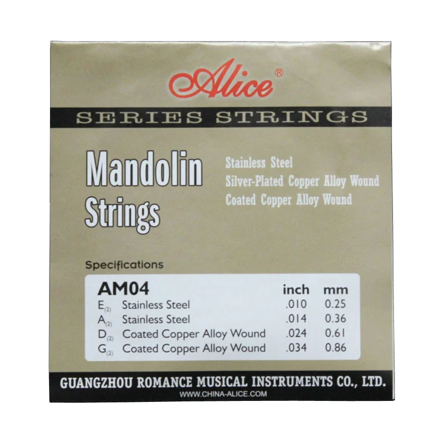 10 Sets Alice AM03/AM04/AM05/AM06/AM07/AM08 Options Mandolin Strings Silver-Plated/Coated Copper Alloy Wound EADG mandolin strings