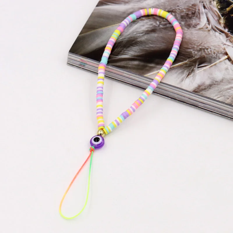 VONNOR Handgefertigter Schmuck, Handykette, mehrfarbig, Tonperlen, böser Blick, Handy-Zubehör, Charm-Lanyard, Anti-Verlust-Handyband – Detail 12