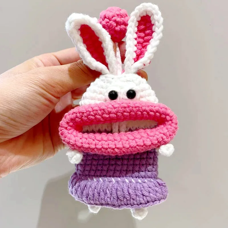 Funny Sausage Mouth Car Key Hand Woven Wool Playful Key Keeper Funny Key Wallet Handcrafted Key Pouch Whimsical Key Holder Bag