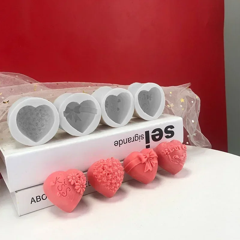 Love Rose Bow Silicone Mold Romantic Valentine's Day DIY Chocolate Candy Molds Kitchen Baking Cake Decor Tool Candle Soap Mould