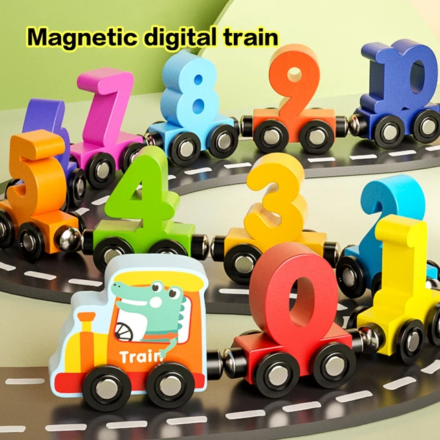 Wooden Magnetic Number Train