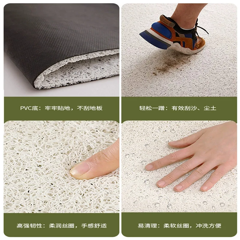 Plaid Bow Knot Door Mat Korean Ins Waterproof Carpet Anti Slip Resistant To Dirt Silk Ring Mat PVC Bathroom Kitchen Carpet