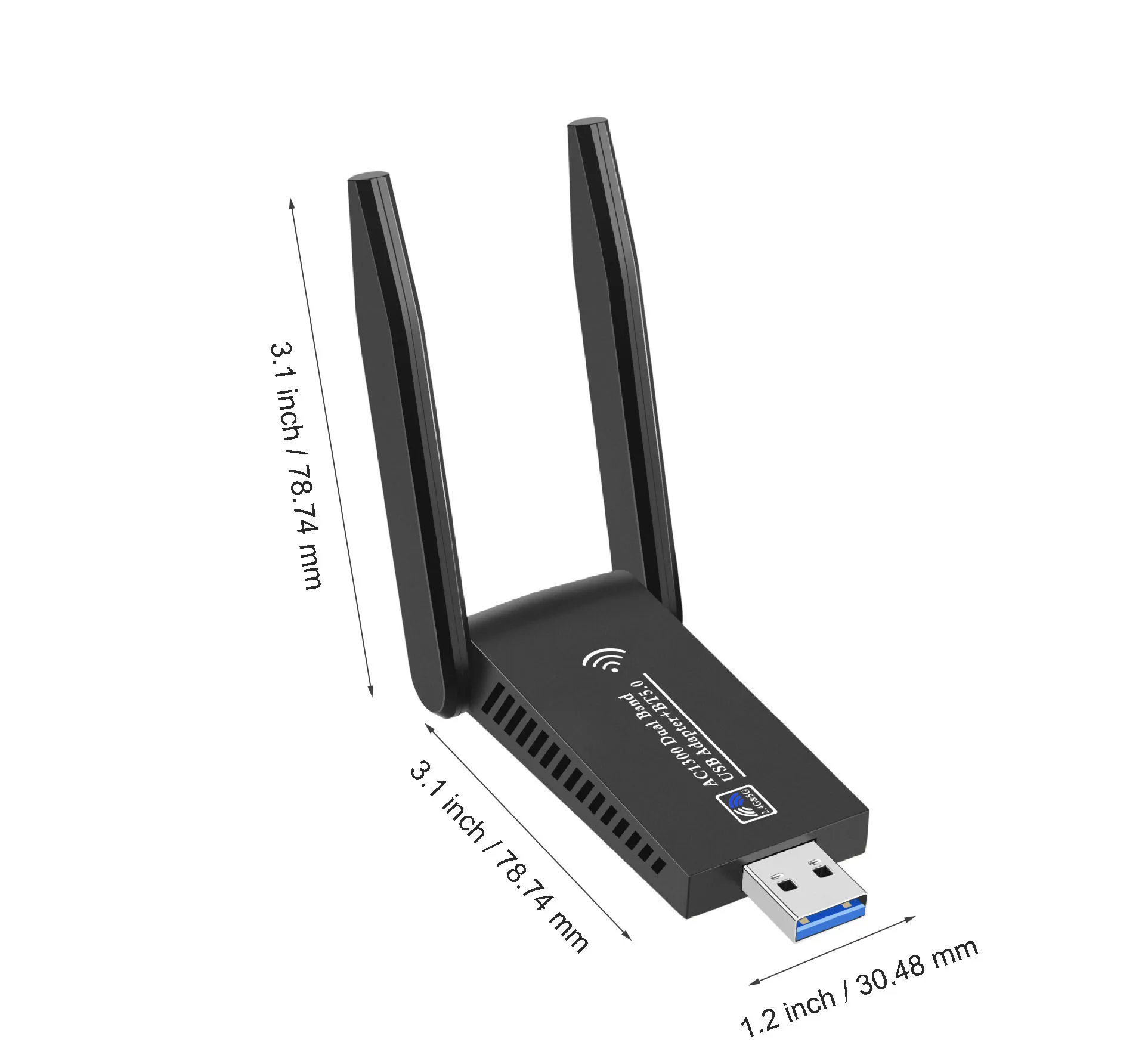 2in 1 와이파이 및 BT5.0 어댑터, 1300Mbps USB 3.0, 와이파이 및 BT 5.0 어댑터, 동글 듀얼 밴드 2.4G 및 5GHz 와이파이 5 네트워크 무선 WLAN Recei