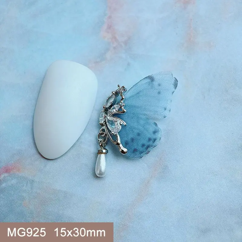 10 stücke Luxus Spitze Schmetterling Anhänger Zirkon Kristalle Metall Nägel Schmuck Dekorationen Nail Art Zubehör Charms Teile Lieferungen – Detail 37