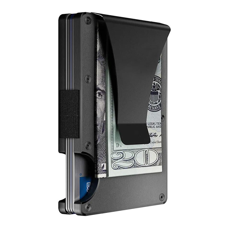 Luxury Designer RFID-Blocking Aluminum Card Holder with Metal Money Clip