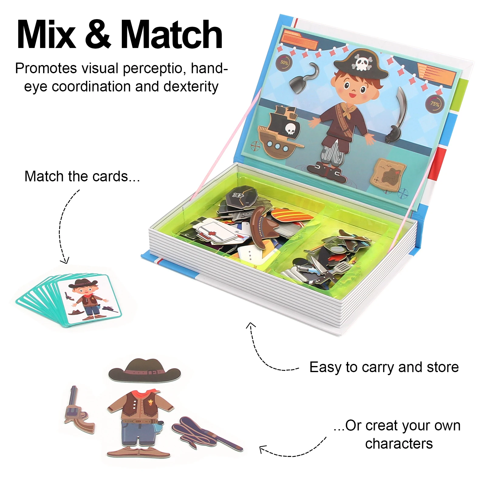 Magnetic Puzzle Toys Puzzle Toys Funny Children's Intelligent Magnetic Book 3D Cartoon Puzzles Jigsaw Brain Training Game Educational Toys for Kids Gift Xmas Toy