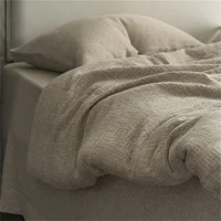 Parure de lit 100 % lin lavé – Housse de couette, drap et taies d'oreiller en lin, résistante aux plis, pour lits simples, doubles, queen et king size 2