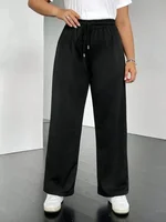 Plus Size Women's Casual Fashion Drawstring Pants Spring Autumn Solid Color Versatile Commuter Popular Pants - Image 5
