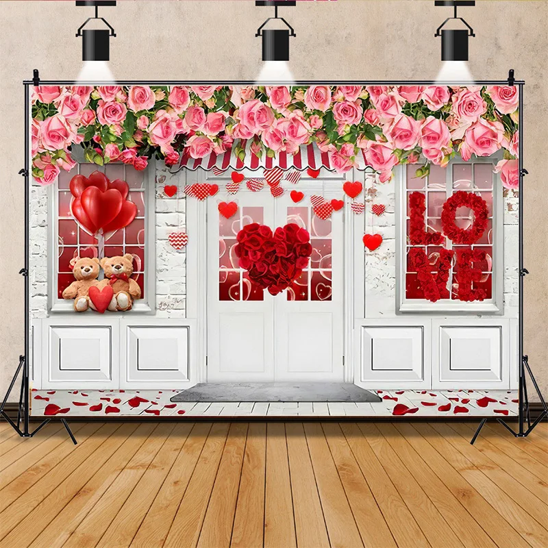 

Valentine's Day Background Curtain Red Rose Love Wedding Pre Wedding Party Newborn Birthday Photography Backdrops Props VV-69