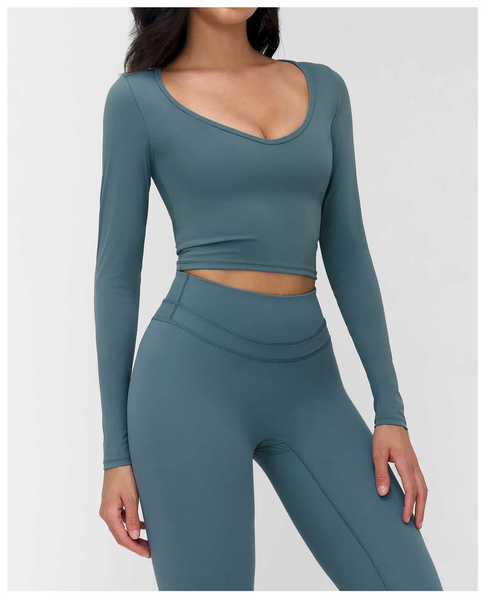 Haut Yoga Femme Manches Longues Col V