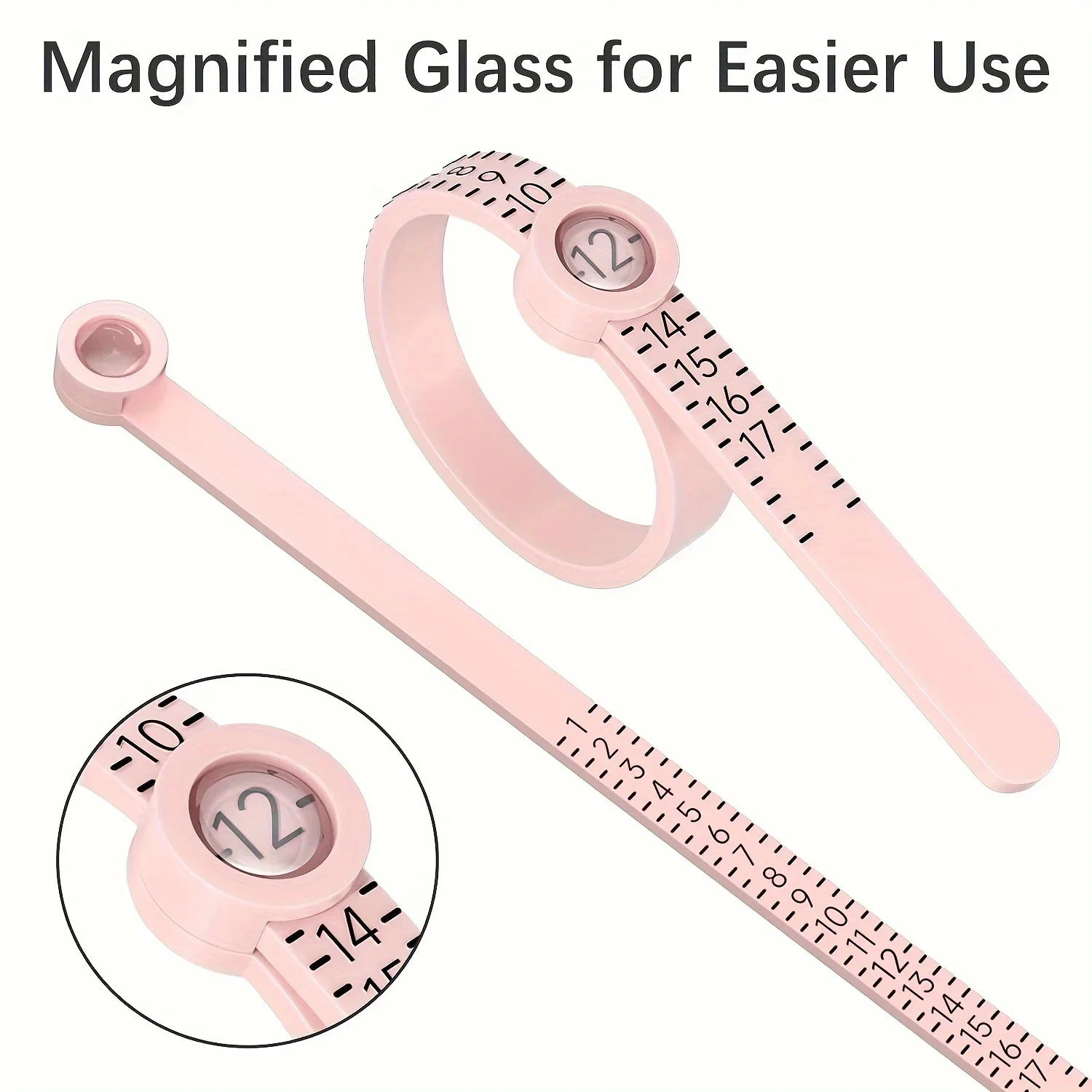 Ring Size Measuring Tool with Magnifying Glass