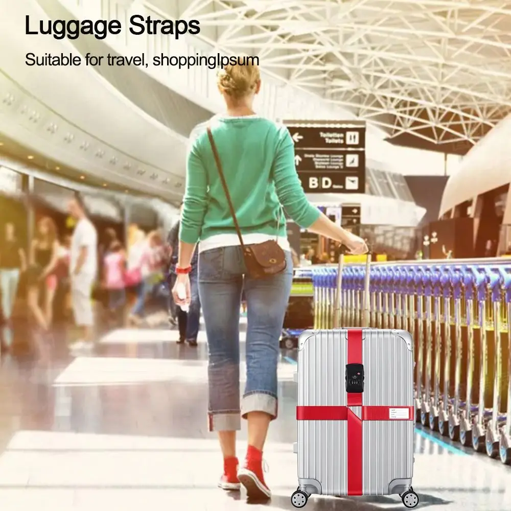 TSA Password Customs Lock Luggage Cross Belt Adjustable Travel Suitcase Band Luggage Suitcase Rope Straps Travel Accessories