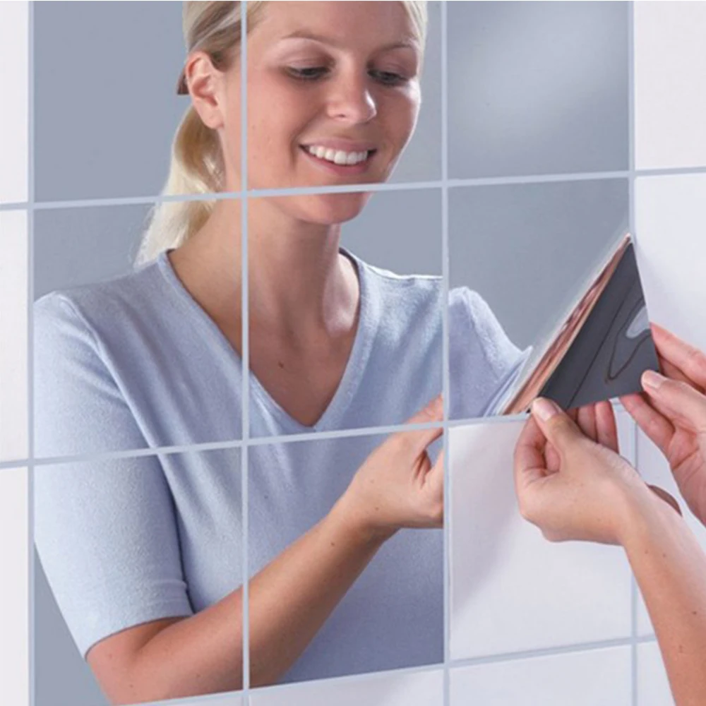 Square Mirror Wall Sticker Removable Acrylic Mirror Setting Wall Sticker Decal for Home Room Living Bedroom Decorat 50/100/200cm wall sticker mirror wall sticker