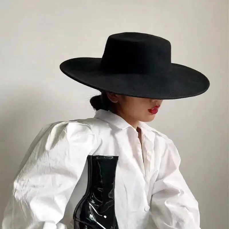 Simple Wide Brim Simple Church Derby Top Hat Panam... U2013 Grandado