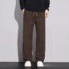 Men Corduroy Casual Straight Loose Pants Autumn winter Solid Color Elastic Waist Sports Resistant Sweatpants Simple Trousers man