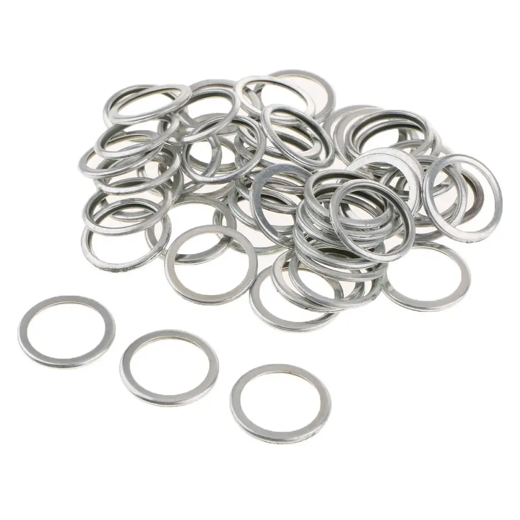 50pcs Engine Oil Drain Plug Washers Gaskets Rings Ring Size: 25mm Open Size: 20mm