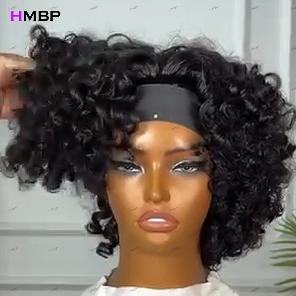 Parrucche con fascia in capelli umani ricci e voluminosi, 100% naturali, pronte da indossare, densità 400, 10-18 pollici, interamente fatte a macchina, pre-strappate, per donne di colore - immagine 4