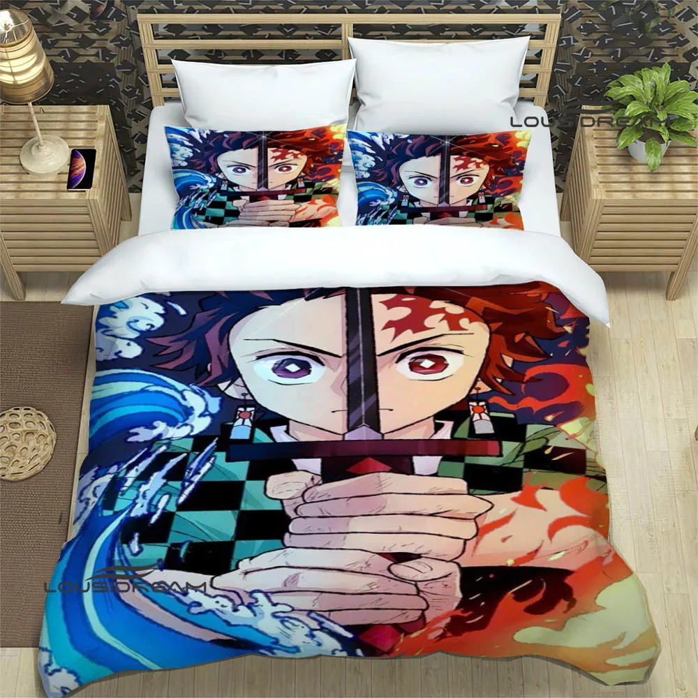 Demon Slayer Printed Bedding Sets exquisite bed supplies set duvet cover bed comforter set bedding set luxury birthday gift 4