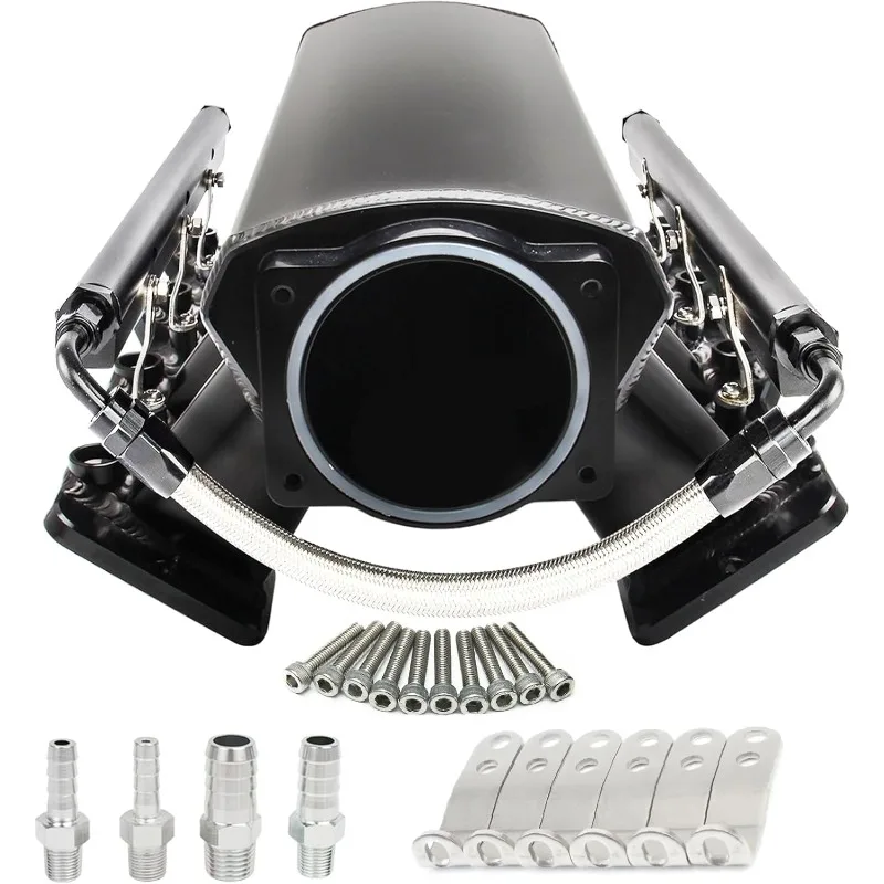 Collettore Aspirazione Basso Profilo Per Chevy LS, Portata 102mm, Nero, Porta Tipo Cattedrale