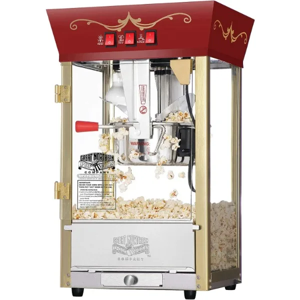 Matinee Popcorn Machine-8oz Popper with Stainless-Steel Kettle, Reject Kernel Tray, Warming Light, and Accessories by Great