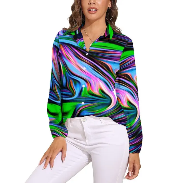 Neon Paint Swirl Blouse
