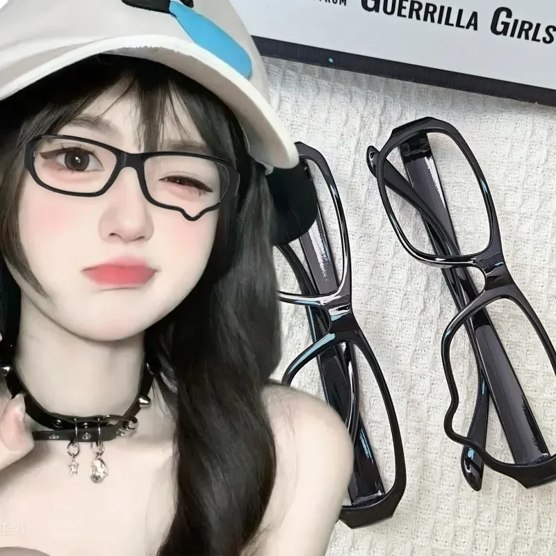 Y2K Teardrop Cosplay Glasses Frame Unisex Small Square Eyeglass No Lenses Jewelry Costume Props Subculture Eyewear Accessories