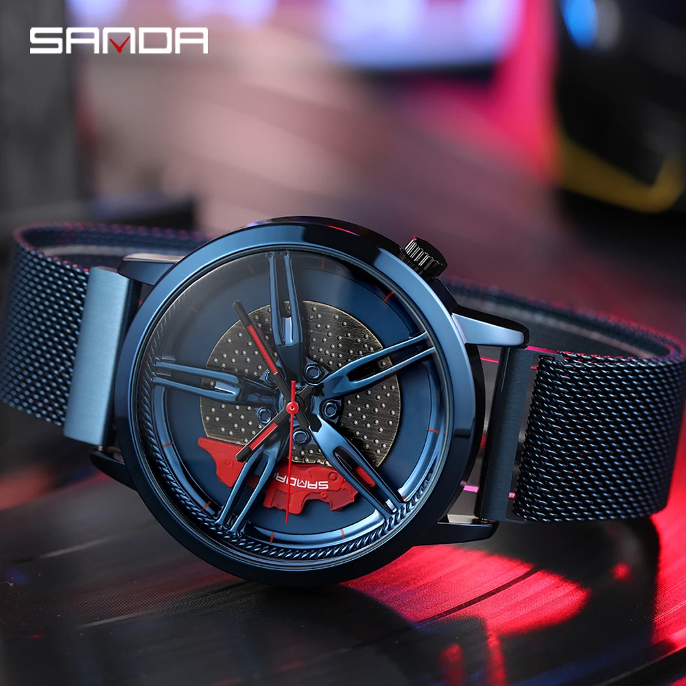 SANDA New Special Wheel Series Dial Men Watch Steel Strap Hook Buckle Premium Quartz Movement Waterproof Gift Wristwatch P1040 sanda p1040 new special wheel series dial men watch steel strap hook buckle premium quartz movement waterproof gift wristwatch