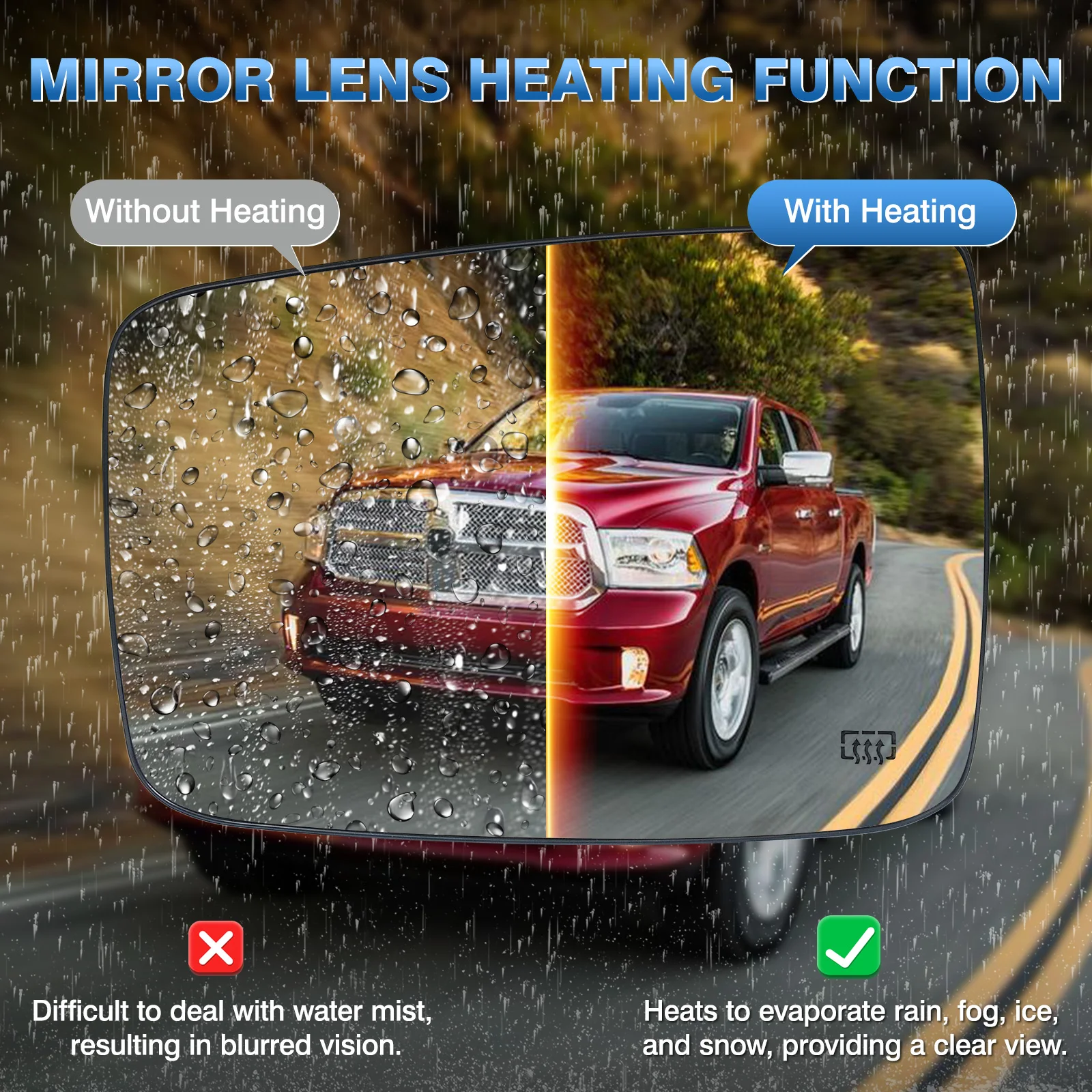 Power Heated Mirror Glass - Right Passenger Side For 2010-2019 Dodge Ram 1500/2500 5 thumbnail image