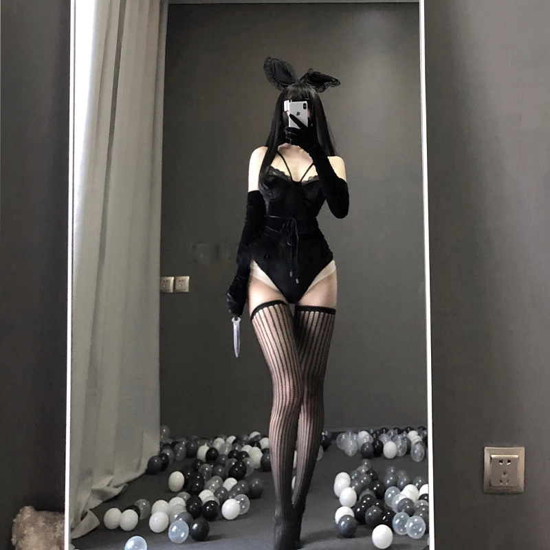 Erotic Outfit for Woman Bunny Girl Sexy Anime Cosplay Costume Rabbit Bodysuit Wrapped Chest Sweet Gift for Girlfriend 3 Colours