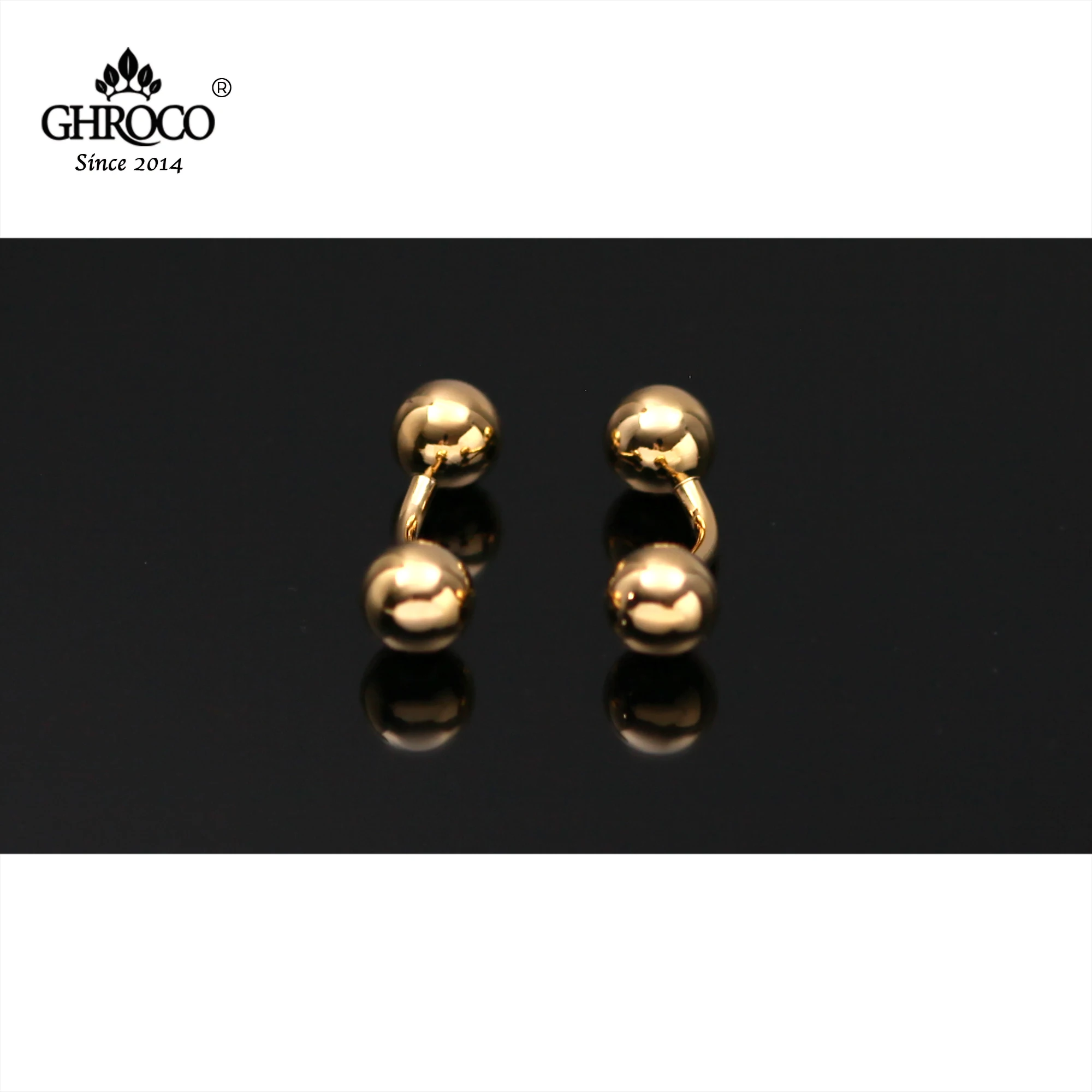 GHROCO High-Quality Exquisite Golden Ball Shape Screw Connect Cufflinks Fashion Luxury Gift for Groomsmen Groom and Businessmen