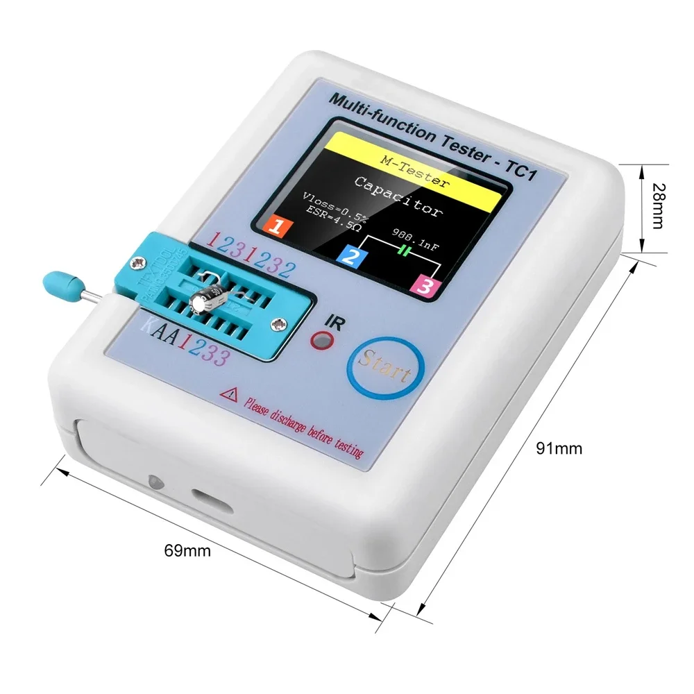 LCR-TC1 Tester Multimeter Colorful LCD For Diode Triode MOS/PNP/NPN