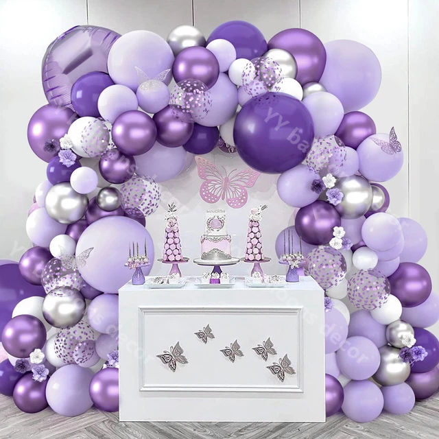 Ballon décoratif d'anniversaire violet 3D Papillon Arc de mariage